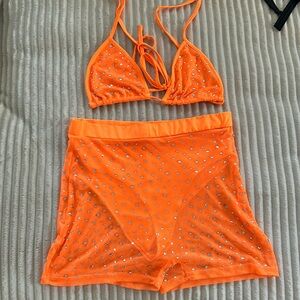 iheartraves orange rhinestone set